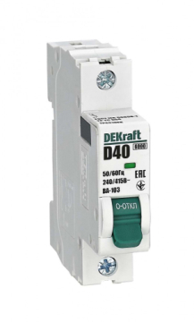 Автоматический выключатель Dekraft ВА-103 1Р 40А 6кА (х-ка D) 12341DEK