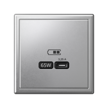 Розетка USB ArtGallery тип С высокоскор. заряд 65W QC PD (алюминий) GAL000327