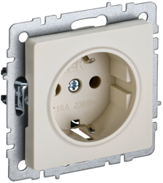 Розетка с заземлением 16А IEK BRITE бежевый (РС11-1-0-БрКр) BR-R11-16-K10