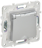Розетка с крышкой 16А IP44 IEK SKANDY SK-R11S (серебряный) SK-R16-16-44-K23