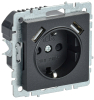 Зарядка USB (А+А) 3,1А с розеткой 16А BRITE черный РЮш10-2-БрЧ BR-R14-16-U21-D31-K02