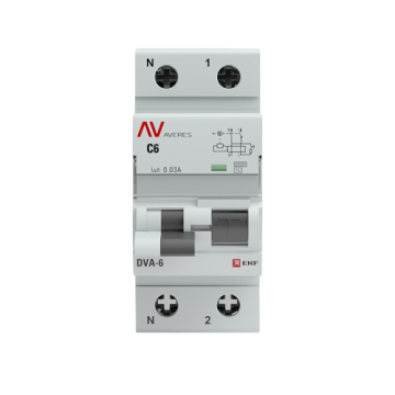 Дифференциальный автомат EKF Averes DVA-6 1P+N 6А 30мА (хар. C, тип AC) 6кА rcbo6-1pn-6C-30-ac-av
