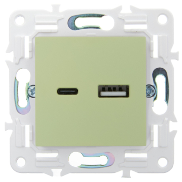 Розетка USB A+C 3,1А IEK SKANDY SK-R14G (мятный) SK-U22-D31-K06