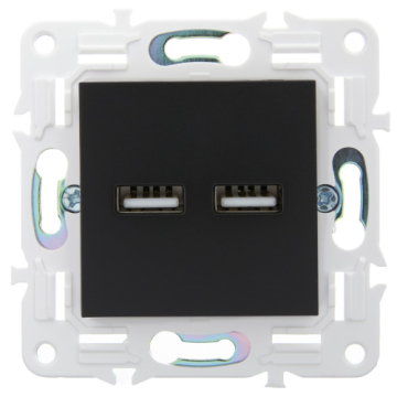Розетка USB A+A 3,1А IEK SKANDY SK-R15Bl (черный) SK-U21-D31-K02