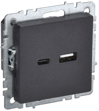 Розетка USB BRITE A+C 18Вт черный РЮ11-1-БрЧ BR-U22-018-K02