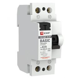 УЗО EKF Basic ВДT-40 2P 63А 300мА тип AC электронное elcb-2-63-300e-sim