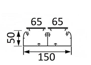 Кабельный канал DLP 50х150 с 2 крышками 65мм и несущей перегородкой 010427