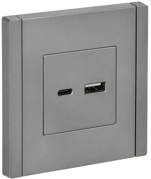 Розетка USB A+C FORTE&PIANO 18Вт FP551 (сталь) FP-U22-018-K46