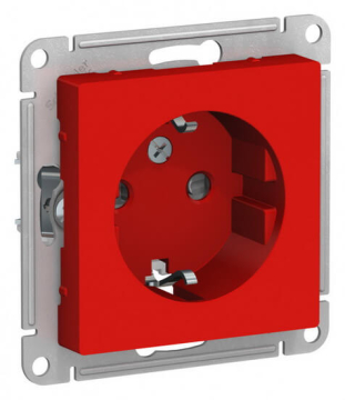Розетка с заземлением со шторками AtlasDesign (красный) ATN002045