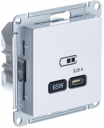 Розетка USB AtlasDesign тип С 65W высокоскор.заряд. QC, PD (белый) ATN000127