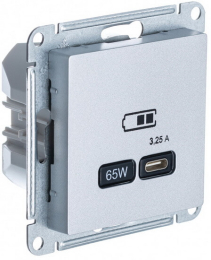 Розетка USB AtlasDesign тип С 65W высокоскор.заряд. QC, PD (алюминий) ATN000327