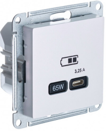 Розетка USB AtlasDesign тип С 65W высокоскор.заряд. QC, PD (жемчуг) ATN000427