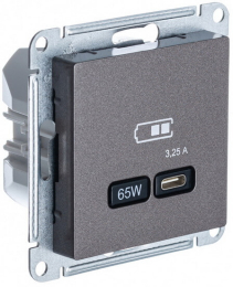 Розетка USB AtlasDesign тип С 65W высокоскор.заряд. QC, PD (мокко) ATN000627