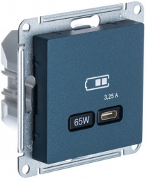 Розетка USB AtlasDesign тип С 65W высокоскор.заряд. QC, PD (изумруд) ATN000827