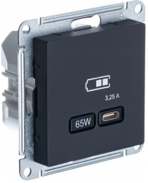 Розетка USB AtlasDesign тип С 65W высокоскор.заряд. QC, PD (карбон) ATN001027