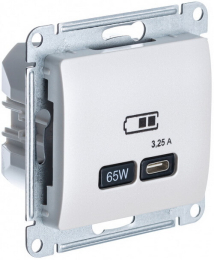 Розетка USB Glossa тип С 65W высокоскор.заряд. QC, PD (перламутр) GSL000627