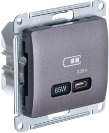 Розетка USB Glossa тип С 65W высокоскор.заряд. QC, PD (сиреневый туман) GSL001427