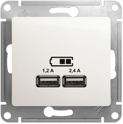 Розетка USB Glossa тип А+С 5В/2,4 А, 2х5В/1,2 А (перламутр) GSL000639