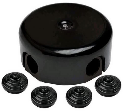 BIRONI Лизетта распред коробка D78*30мм керамика (4 кабельных ввода в комплекте) черный B1-521-03-K