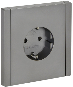 Розетка с заземлением FORTE&PIANO безвинтовые зажимы 16А FP514 (сталь) FP-R11-16-1-K46
