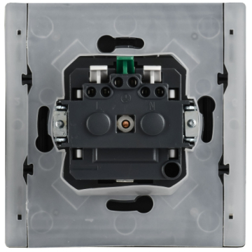 Розетка с крышкой FORTE&PIANO безвинтовые зажимы 16А IP44 FP719M (металл никель) FP-R16-16-1-44-M-K50
