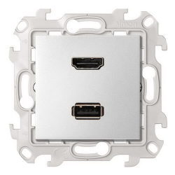 Коннектор HDMI+USB Simon 24 (алюминий) 2411095-033