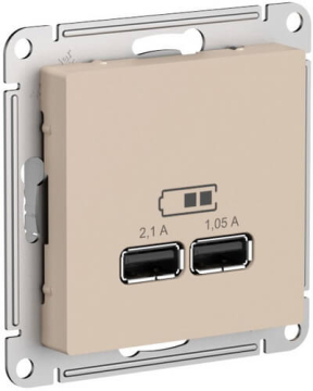 Розетка USB AtlasDesign тип А/тип А (песочный) ATN001233