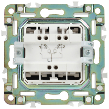 Выключатель проходной 2-клавишный IEK SKANDY с индикацией 10А SK-V10Bl (черный) SK-V22-1-10-K02