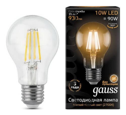 Светодиодная лампа Gauss LED Filament груша 10Вт. Е27 (теплый свет) 102802110