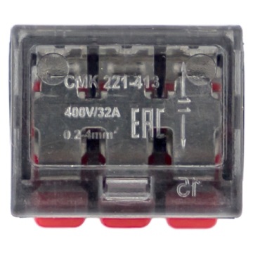 EKF Клемма СМК 221-413 с рычагом 3 отверстия 0.2-4.0 мм2 блистер PROxima plc-smk-221-413b-20