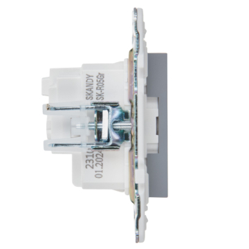 Розетка IEK SKANDY с заземлением без шторок 16А SK-R05Gr (серый) SK-R11-16-K03