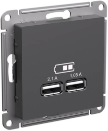 Розетка USB AtlasDesign тип А/тип А (базальт) ATN001433