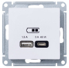 Розетка USB AtlasDesign тип А/тип С 45W высокоскор.заряд. QC, PD (лотос) ATN001329