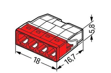 Клемма WAGO 4x2.5мм для распределительных коробок без пасты 2273-204
