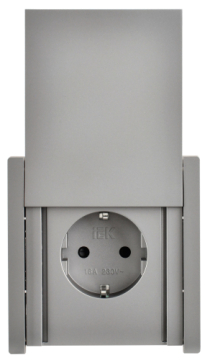 Розетка с крышкой FORTE&PIANO безвинтовые зажимы 16А IP44 FP519 (сталь) FP-R16-16-1-44-K46