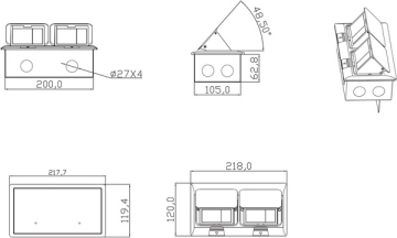 Выдвижной блок Donel (лючок) на 6 (3+3) модулей, латунь DPB6BR