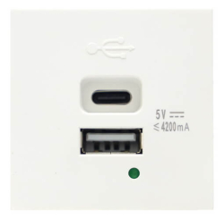 USB Donel зарядное устройство, 4.2A , Type A + C, 2 мод 45х45 мм (белый) DUSB4200WCF