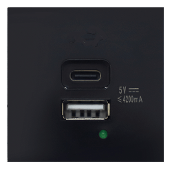 USB Donel зарядное устройство, 4.2A , Type A + C, 2 мод 45х45 мм (черный) DUSB4200ANCF