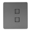 Розетка компьютерная двойная Kranz Round RJ45 с рамкой (титан) KR-78-0725-2
