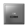 Розетка USB ArtGallery тип С высокоскор. заряд 65W QC PD (сталь) GAL000927