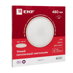 Умный потолочный светильник EKF Connect 36W 480 мм sclwf-480-cct