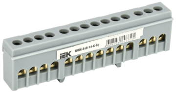 Шина IEK L фаза в корп изол на DIN-рейку ШНИ-6х9-14-К-Ср YNN10-69-14KD-K02