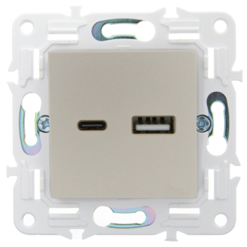Розетка USB A+C 18Вт IEK SKANDY SK-R13Sa (песочный) SK-U22-018-K98