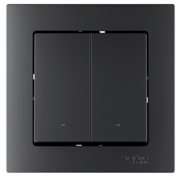 Выключатель двухклавишный с подсветкой AtlasDesign Smart Zigbee (карбон) ATN001053Z