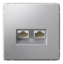 Розетка компьютерная двойная RJ45 ArtGallery 5е (алюминий) GAL000385