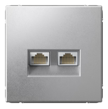 Розетка компьютерная двойная RJ45 ArtGallery 5е (алюминий) GAL000385
