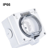 Розетка DIP66 Donel с крышкой накладная IP 66 (серый) DIP66SO
