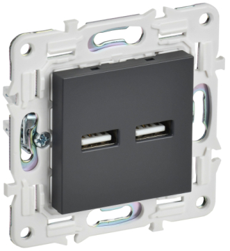 Розетка USB A+A 3,1А IEK SKANDY SK-R15T (титан) SK-U21-D31-K48