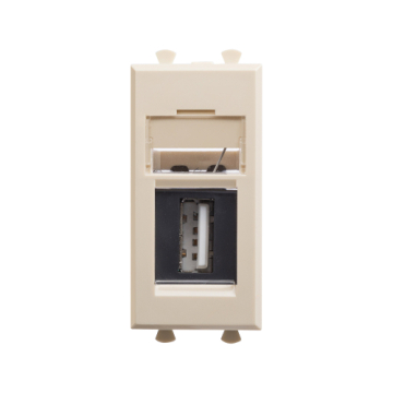 Розетка DKC Avanti USB 2.0 тип А-А 1 модуль (ванильная дымка) 4405401
