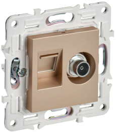 Розетка TV+RJ45 кат.6E IEK SKANDY SK-A15Sa (песочный) SK-AK20-2-K98